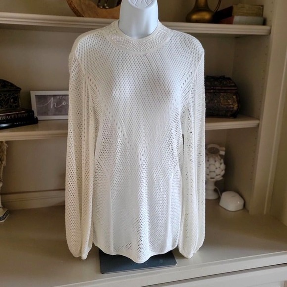 Outlet WHBM Mock Neck Pointelle Pullover Style 570360487- Sz M - Picture 3 of 9